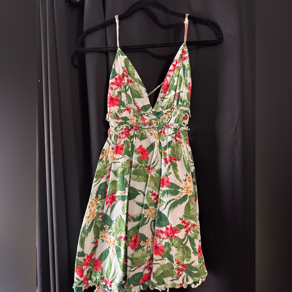 Wayf Floral Green and Red Dress - Picture 3 of 8